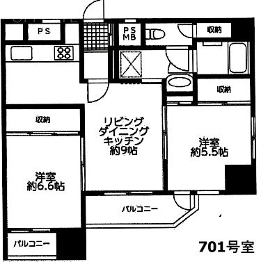 サンビューハイツ松濤701 間取り図