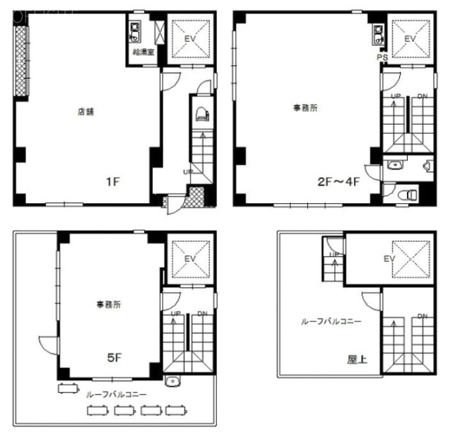 ハナブサビル1F～5F 間取り図