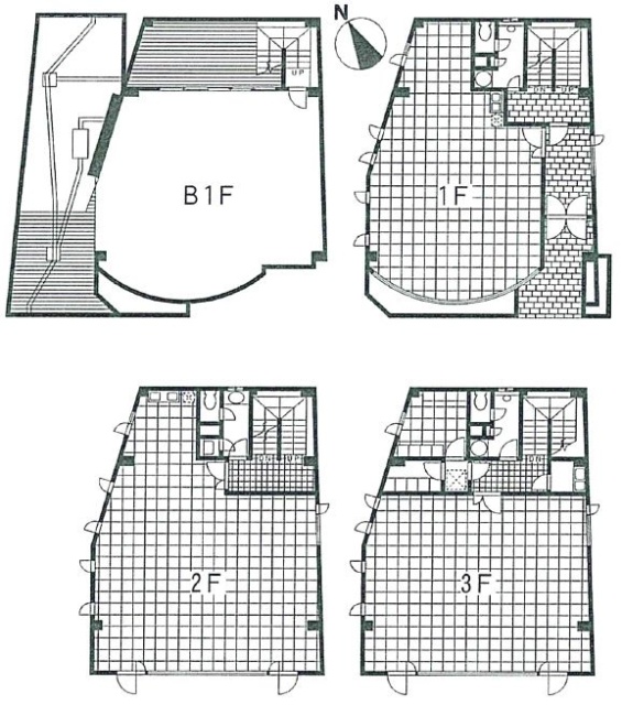 中目黒東山1丁目ビルB1F～3F 間取り図