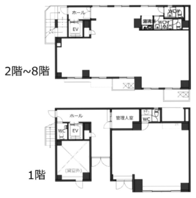 イセ食品ビル1F～8F 間取り図