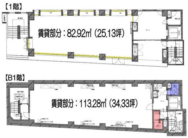 BECビルB1F~1F 間取り図