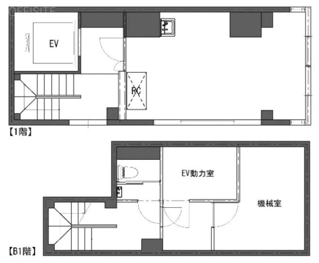 元屋ビル新富町B1F～1F 間取り図