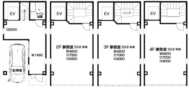 オフィスムーンビル1F～4F 間取り図