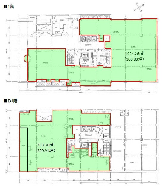 兜町第1平和ビルB1F～1F 間取り図