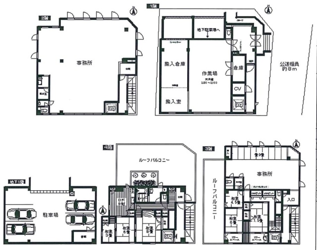 豊玉中4丁目ビルB1F～4F 間取り図