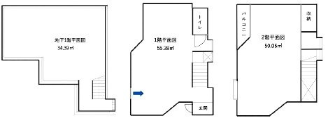 (仮)神宮前3丁目ビルB1F~2F 間取り図