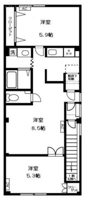 北野ビル2F 間取り図