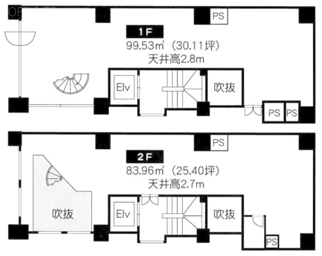 三和実業表参道ビル1F～2F 間取り図