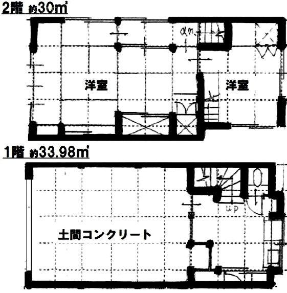 上池袋4丁目貸事務所1F～2F 間取り図