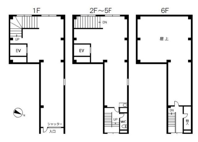 小伝馬町一棟ビル1F～6F 間取り図