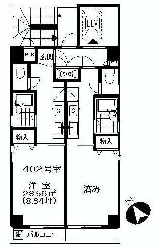 カーサ大伝馬町ビル402 間取り図