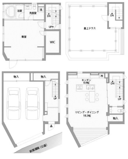 神宮前2丁目戸建1F～3F 間取り図