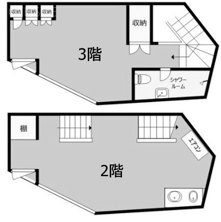 中野区野方6丁目 店舗事務所2F～3F 間取り図