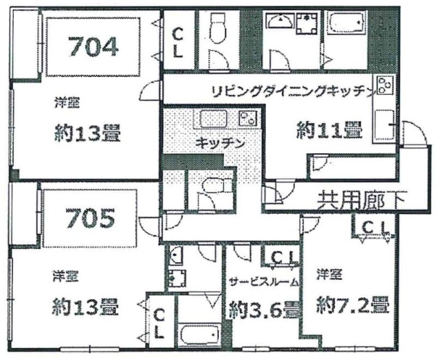 シャトー高輪705-1 間取り図