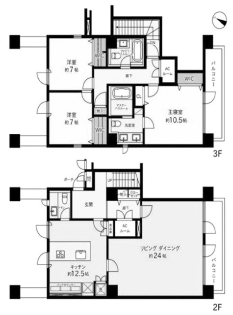 ラフィーネ代々木Cビル2F~3F 間取り図