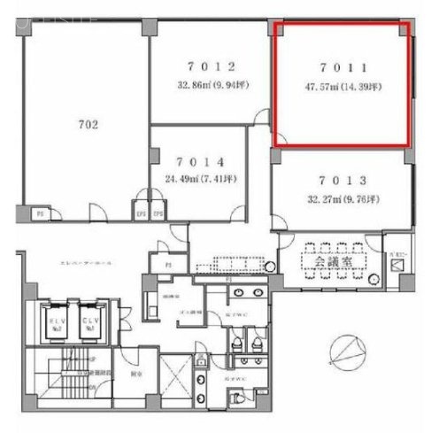 虎ノ門法曹ビルレジデンス7011 間取り図