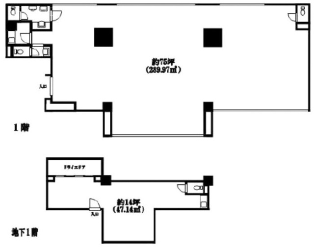 エイシンビルB1F~1F 間取り図