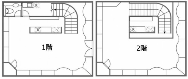 第2周山ビル1F~2F 間取り図