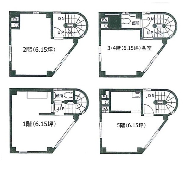 慶成ビル1F～5F 間取り図