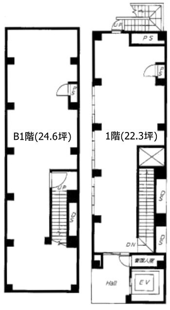 新宿 CENTER COURTB1F～1F 間取り図