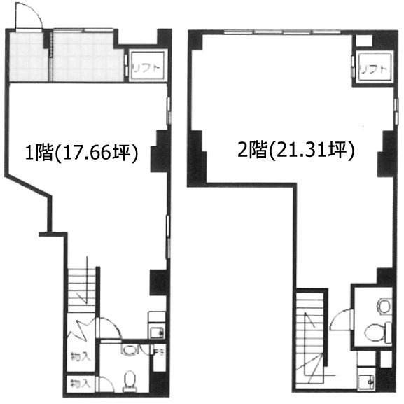 本所3丁目 貸事務所ビル1F～2F 間取り図