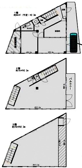 増宮ビル1F～3F 間取り図