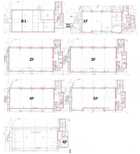 クレオ原宿旧本社ビルB1F～6F 間取り図