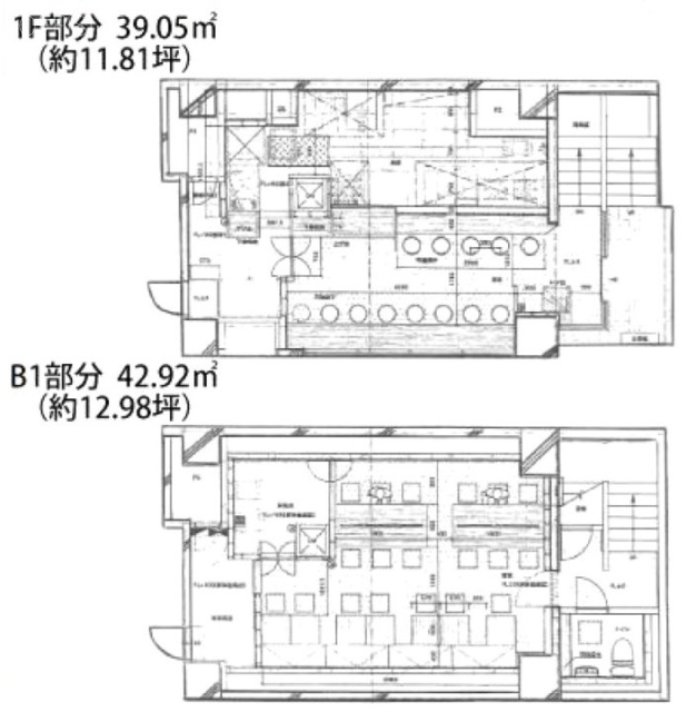 カリガネビルB1F~1F 間取り図