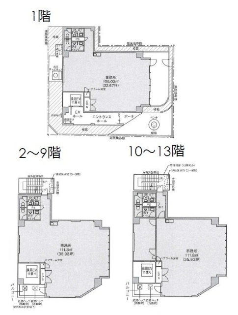 クロスシー秋葉原1F～13F 間取り図