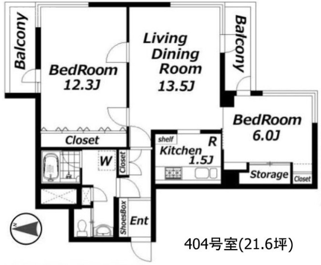 常磐松ロイアルハイツ404 間取り図