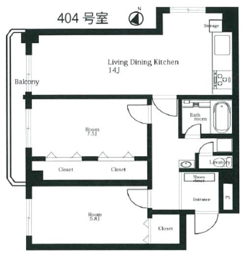 ステラハイム神山404 間取り図