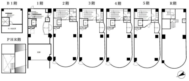 中延一丁目一棟貸ビルB1F～5F 間取り図