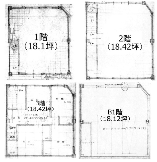 関町北2丁目一棟貸しビルB1F～3F 間取り図