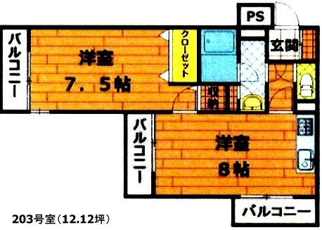 藤和自由が丘コープビル203 間取り図