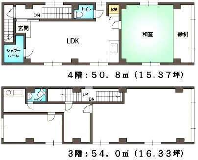 野本ビル3F〜4F 間取り図