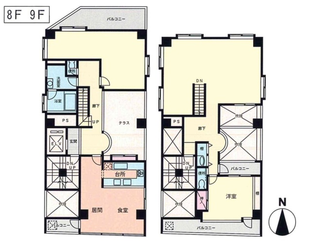 江戸川橋東誠ビル8F～9F 間取り図