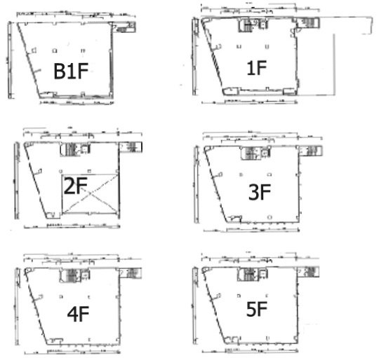 旧城北信金ビルB1F～6F 間取り図