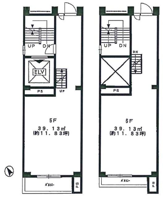 銀座白亜ビル5F～6F 間取り図