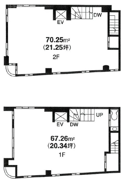 木部ビル1-2F 間取り図