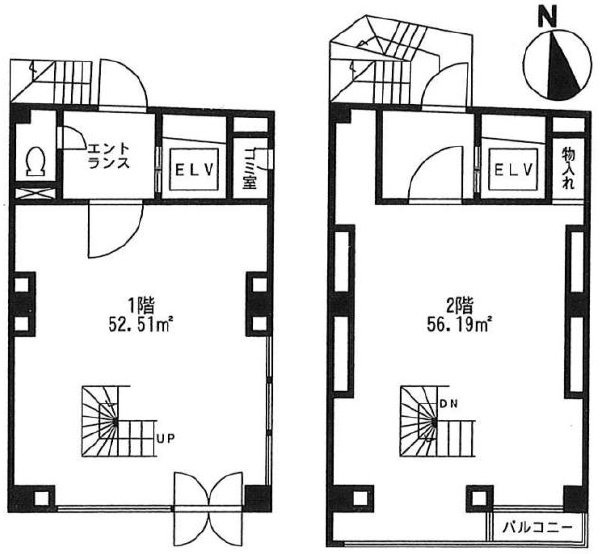 ナズ早稲田レックス1F～2F 間取り図