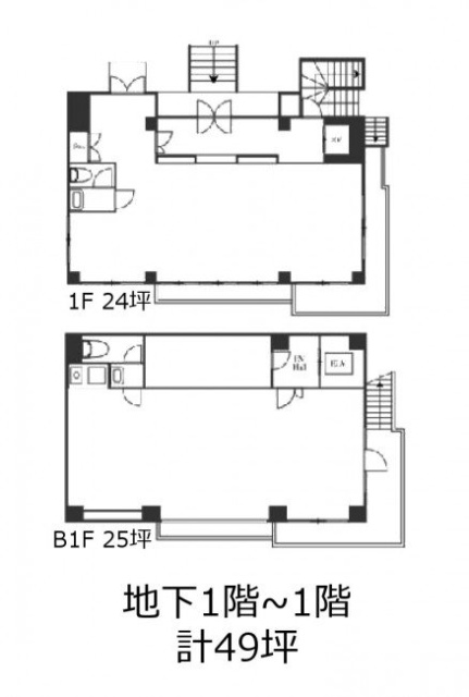 新宿中興ビルB1F～1F 間取り図