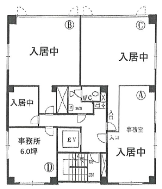 日本工築1号館ビルD 間取り図