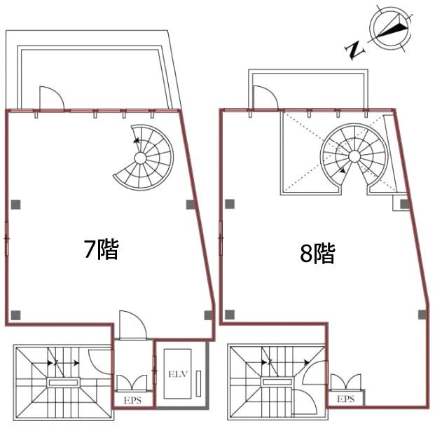 VORT麻布十番Ⅳ7F～8F 間取り図