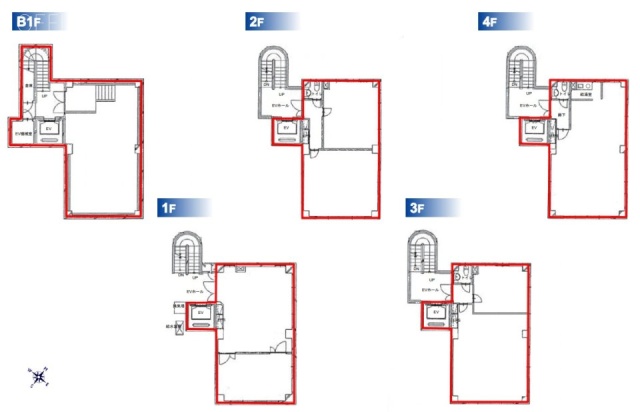 羽賀ビル新館B1F～4F 間取り図