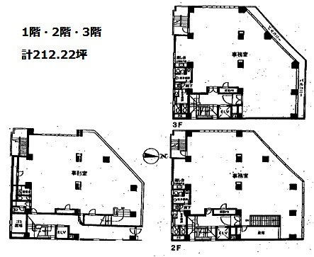 アクロス東新宿(宗像)ビル1F～3F 間取り図