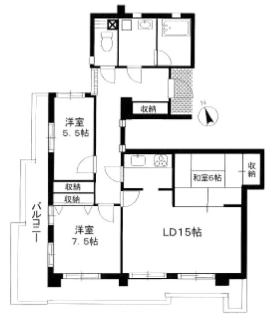 三翔諏訪の森ハイツ第2ビル301 間取り図