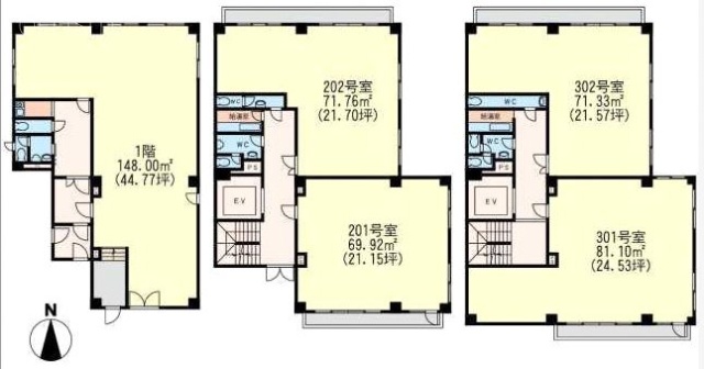 桂ビル1F～3F 間取り図