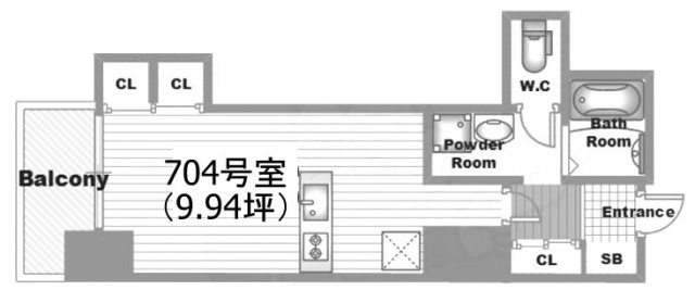 高田馬場ヒルサイドパレス704 間取り図