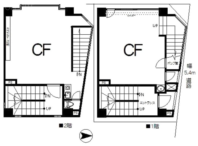 本町3丁目ビル1F～2F 間取り図