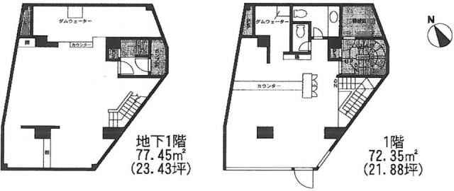 鳥居坂アネックスビルB1F~1F 間取り図